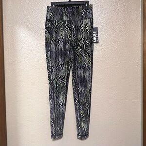 NWT DKNY Sport Full Length Activewear Black and Yellow Leggings